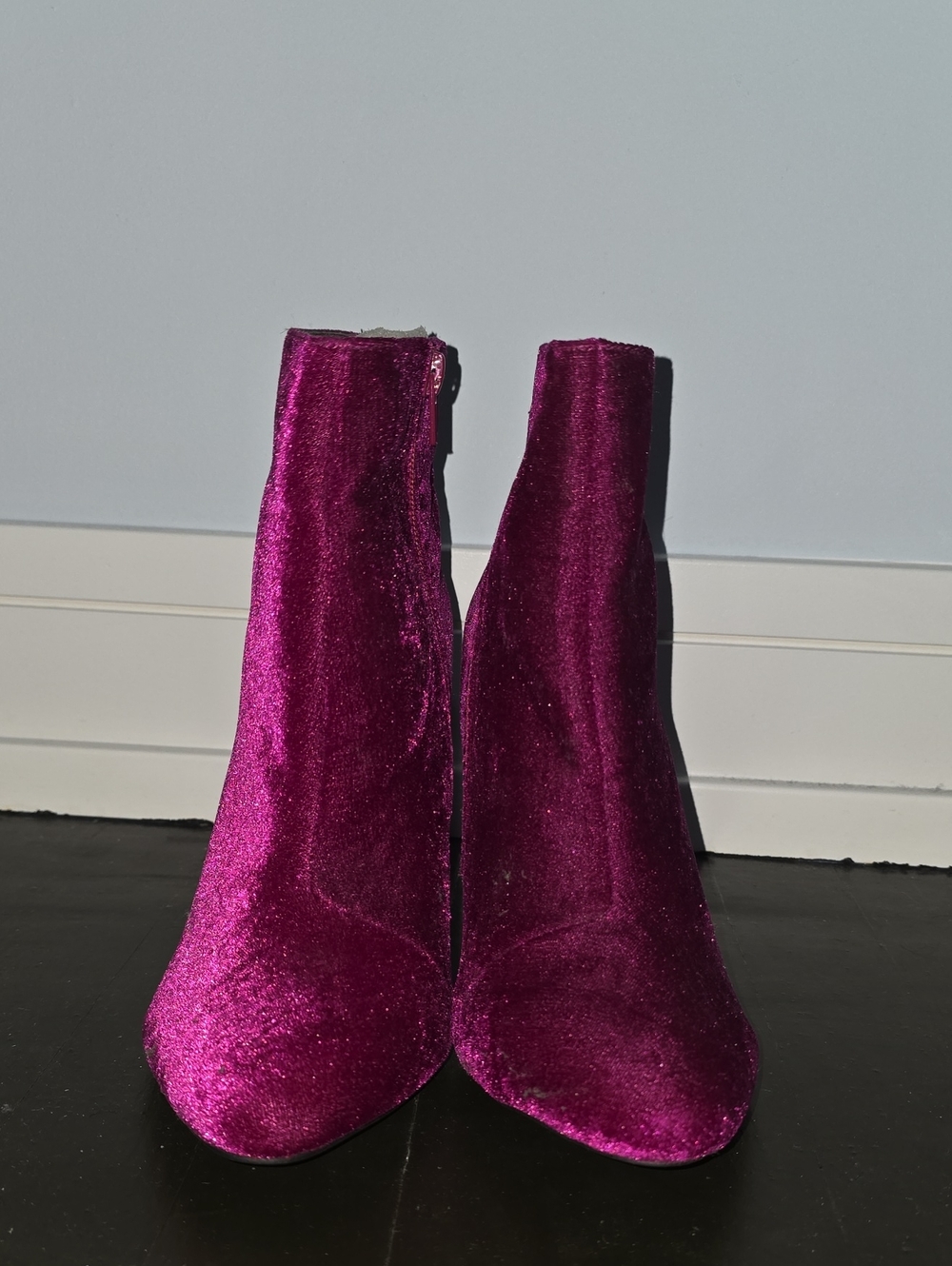 Shoe Dazzle Women's Velvet Ankle Boots in Magenta